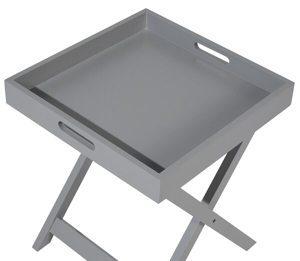 Konferenčný stolík sivá MDF 40 x 40 cm štvorcový tvar podnos matný povrch odkladací stolík obývačka spálňa