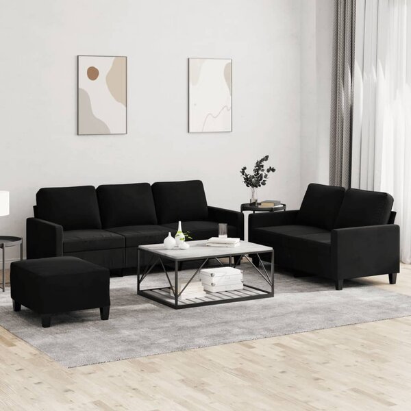 Maison Exclusive – 3-dielna sedacia súprava s vankúšmi, čierny zamat