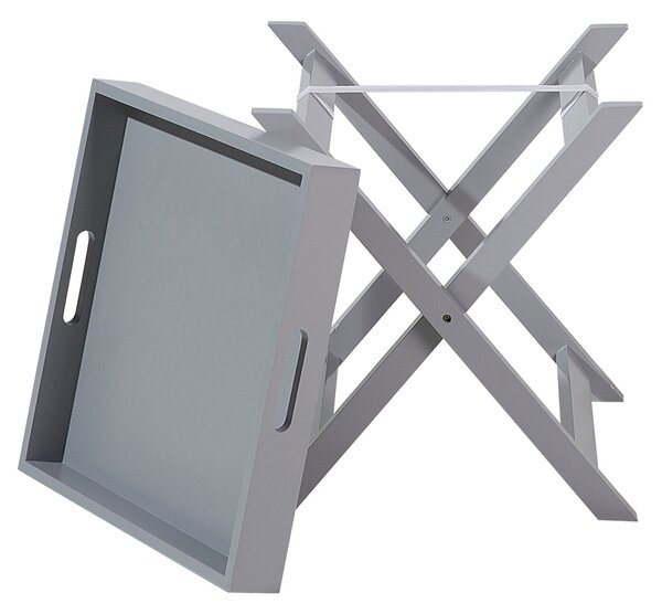 Konferenčný stolík sivá MDF 40 x 40 cm štvorcový tvar podnos matný povrch odkladací stolík obývačka spálňa