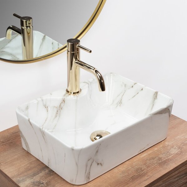 Rea Kelly Mini, umývadlo na dosku 410x310x130 mm, imitácia kameňa-Aiax Shiny, REA-U6504