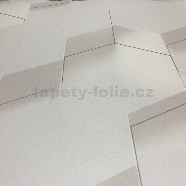 Vliesové tapety na stenu IMPOL Galactik L97000, 3D hexagony kovovo biele, rozmer 10,05 m x 0,53 m, Ugépa