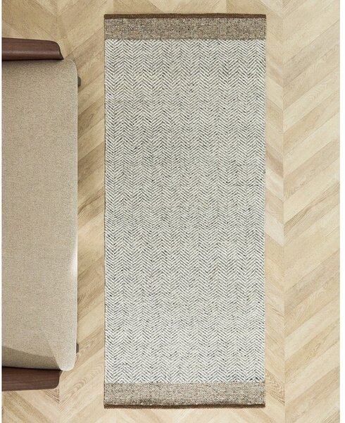 Béžový obojstranný/ručne tkaný vlnený behúň 80x200 cm Nifelia – Kave Home