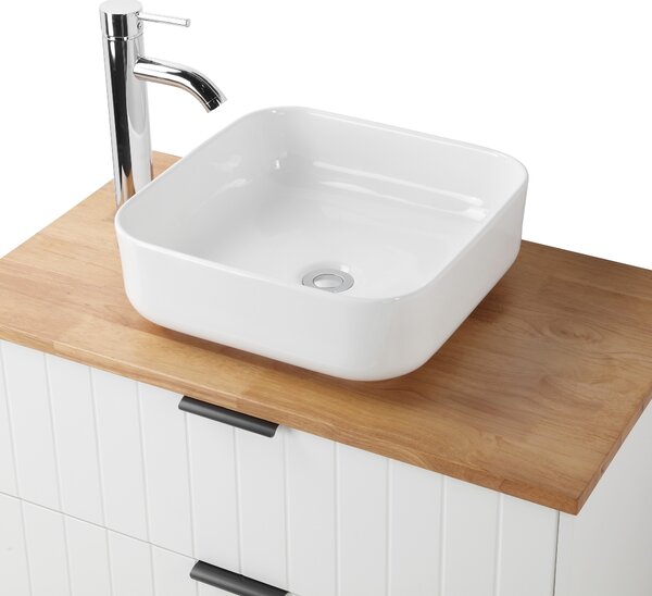 Závesná skrinka pod umývadlo Houseland Velora s doskou 80 cm biela/dub