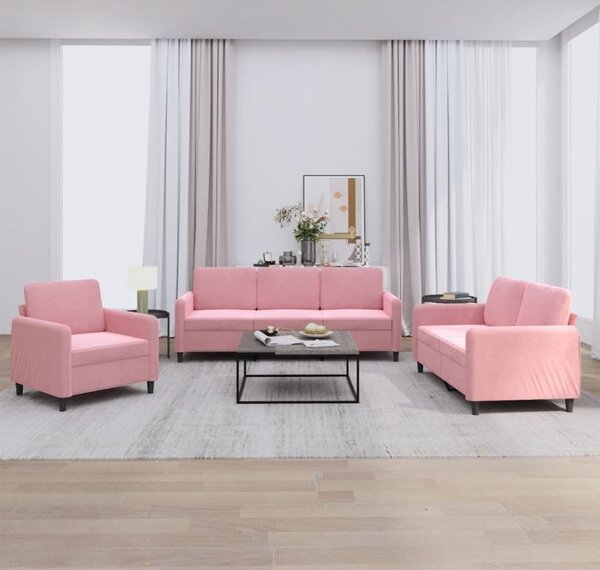 Maison Exclusive – 3-dielna sedacia súprava z ružového zamatu