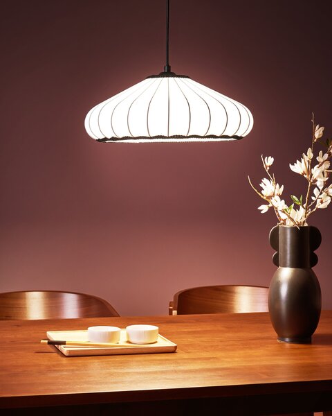 Závesná lampa biela nylon látkové tienidlo osvetlenie moderný štýl obývacia izba