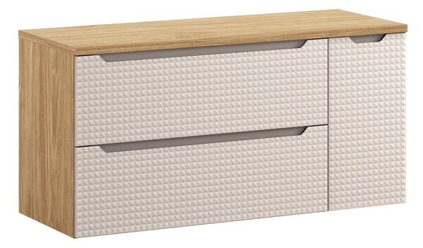 Comad Závesná skrinka pod umývadlo Luxor Beige s doskou 120 cm béžová/dub olejovaný