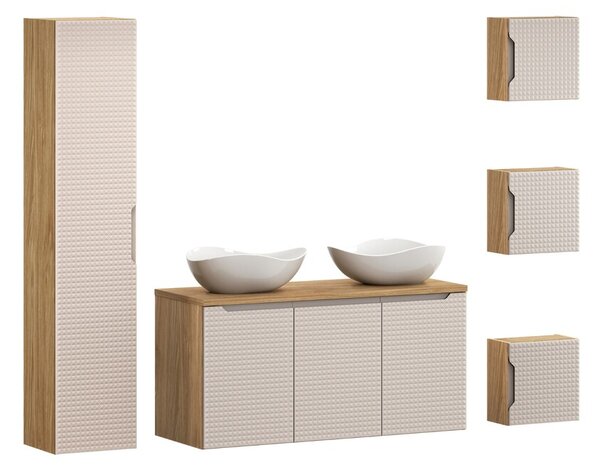 Comad Závesná skrinka pod umývadlo Luxor Beige I s doskou 120 cm béžová/dub olejovaný
