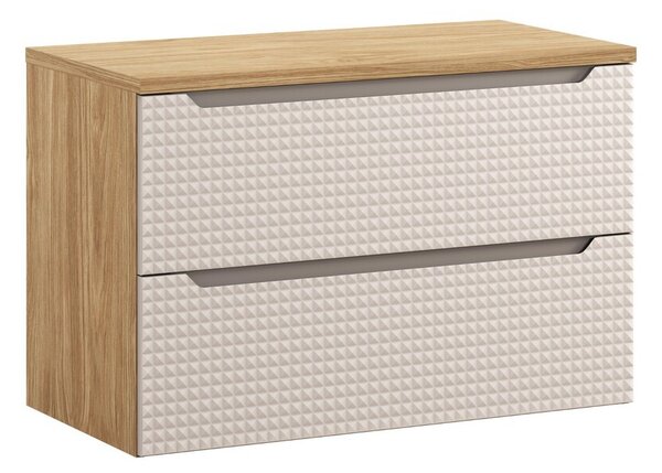 Comad Závesná skrinka pod umývadlo Luxor Beige I s doskou 90 cm béžová/dub olejovaný