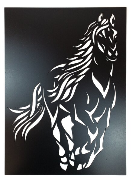 Veselá Stena Drevená nástenná dekorácia Čierny kôň