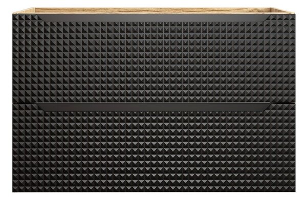 Comad Závesná skrinka pod umývadlo Luxor Black 82-90-2S čierna/dub olejovaný