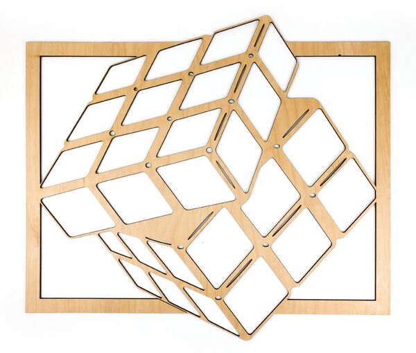 Veselá Stena Drevená nástenná dekorácia Rubikova kocka
