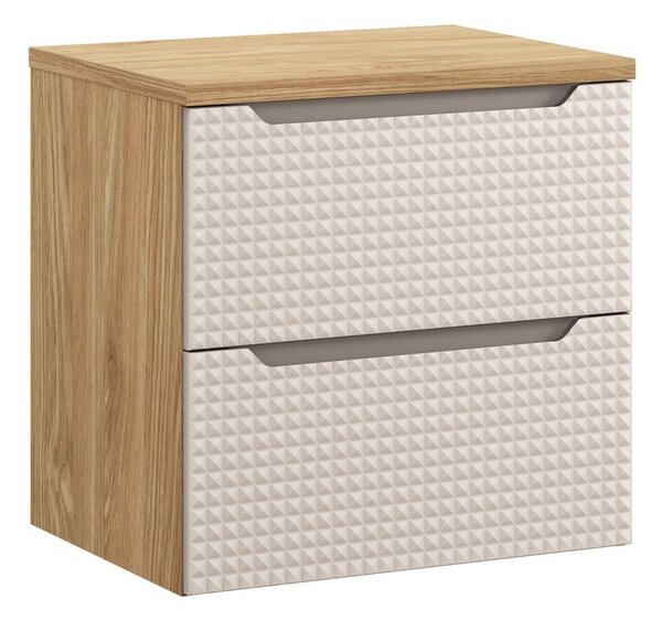 Comad Závesná skrinka pod umývadlo Luxor béžová s doskou 60 cm béžová/dub olejovaný