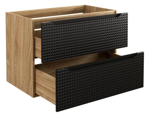 Comad Závesná skrinka pod umývadlo Luxor Black s doskou 120 cm čierna/dub olejovaný