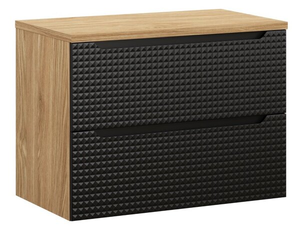 Comad Závesná skrinka pod umývadlo Luxor čierna s doskou 80 cm čierna/dub olejovaný