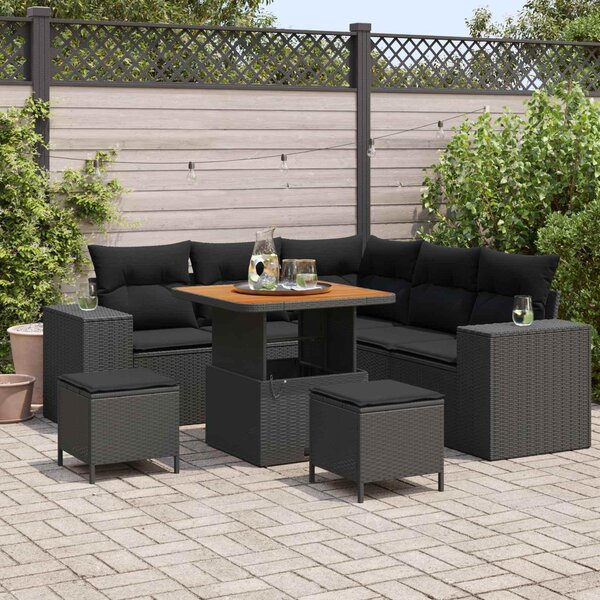 Maison Exclusive - Záhradný nábytok s vankúmi 8 ks ierny Poly-rattan