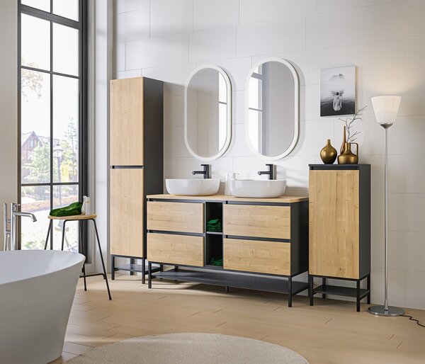 Comad Závesná skrinka pod umývadlo Monako 820 2S 60 cm šedá/dub hamilton