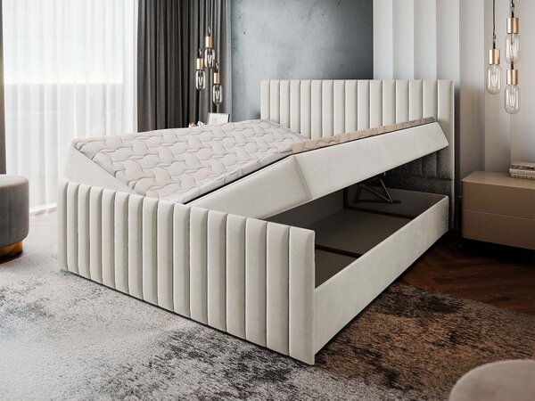 Čalúnená boxspring manželská posteľ Arion 180x200 - krémová