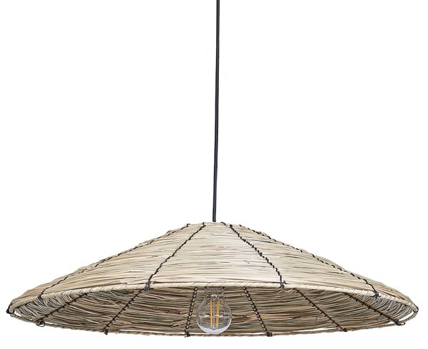 Závesná lampa prírodná tienidlo z morskej trávy čierna kovová objímka na žiarovku boho stropné svietidlo spálňa obývačka