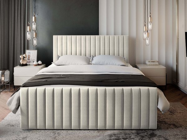 Čalúnená boxspring manželská posteľ Arion 180x200 - krémová