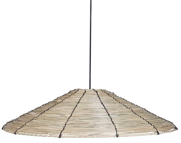 Závesná lampa prírodná tienidlo z morskej trávy čierna kovová objímka na žiarovku boho stropné svietidlo spálňa obývačka