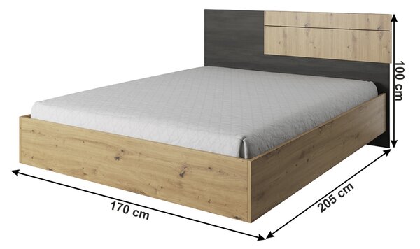 NovýNábytok.sk Manželská posteľ 160 cm Barffy (dub artisan + čierna borovica). Vlastná spoľahlivá doprava až k Vám domov. 1016830