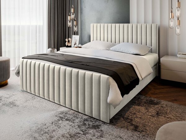 Čalúnená boxspring manželská posteľ Arion 180x200 - krémová