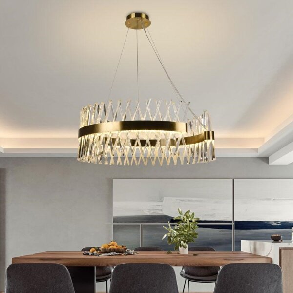 LED Stmievateľný luster na lanku LED/175W/230V 3000-6500K zlatá + diaľkové ovládanie
