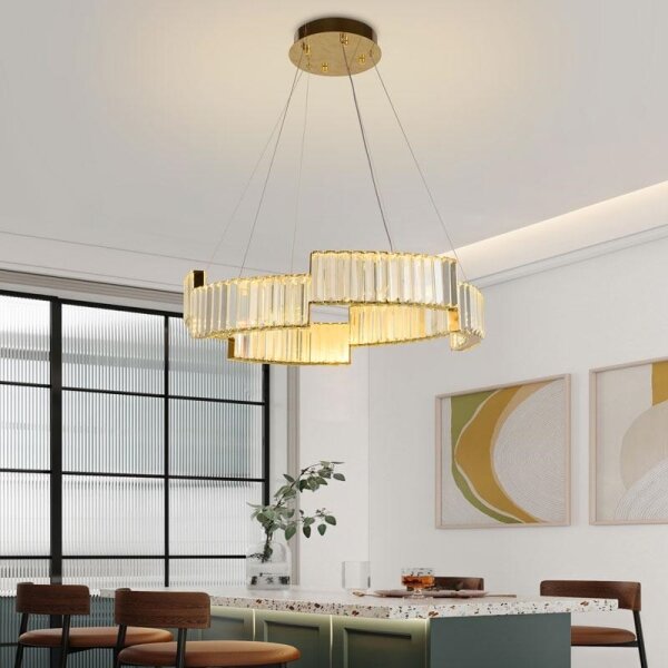 LED Stmievateľný luster na lanku LED/40W/230V 3000-6500K zlatá + diaľkové ovládanie