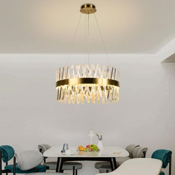 LED Stmievateľný luster na lanku LED/80W/230V 3000-6500K zlatá + diaľkové ovládanie