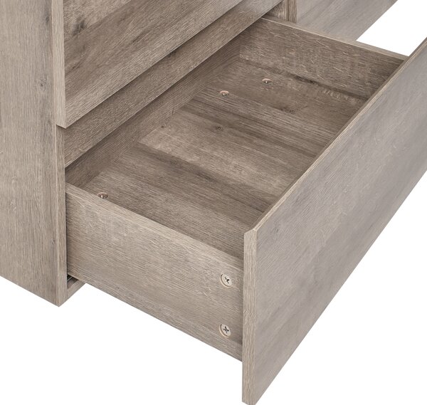 Závesná kúpeľňová skrinka s dvojitým umývadlom sivobéžová MDF 120 x 46 cm so 4 zásuvkami úložný priestor moderný štýl kúpeľňa