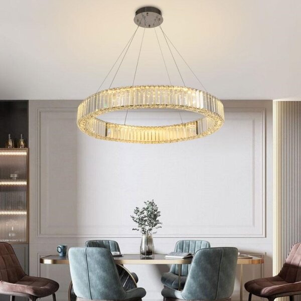 LED Stmievateľný luster na lanku LED/50W/230V 3000-6500K chróm + diaľkové ovládanie