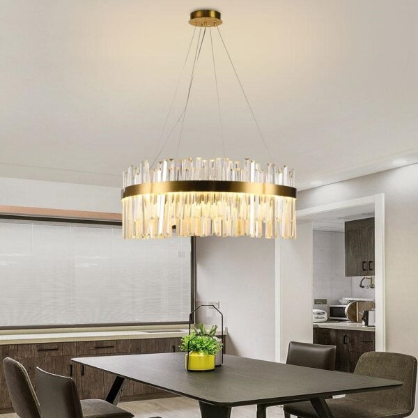 LED Stmievateľný krištáľový luster na lanku LED/80W/230V + diaľkové ovládanie