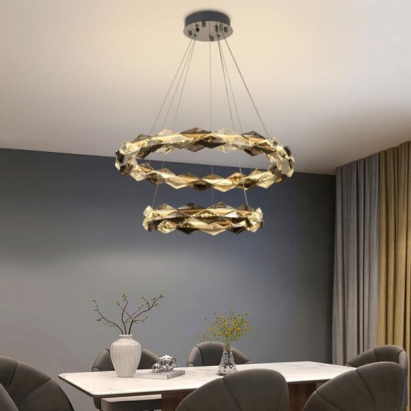 LED Stmievateľný luster na lanku LED/65W/230V 3000-6500K chróm + diaľkové ovládanie