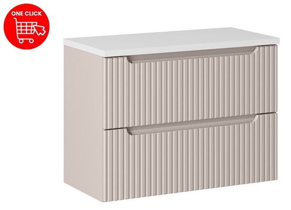 Comad Závesná skrinka pod umývadlo Nova Cashmere II s doskou 80 cm kašmír/biela