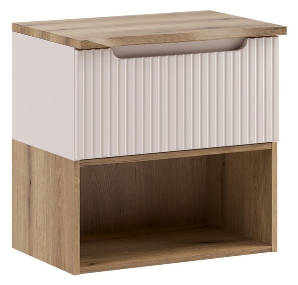 Comad Závesná skrinka pod umývadlo Nova Cashmere Nature s doskou a regálom 60 cm gaštanová/dub coast evoke