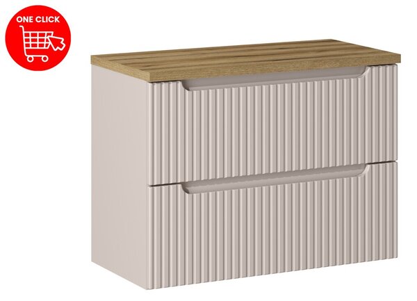 Comad Závesná skrinka pod umývadlo Nova Cashmere II s doskou 80 cm kašmír/dub coast evoke