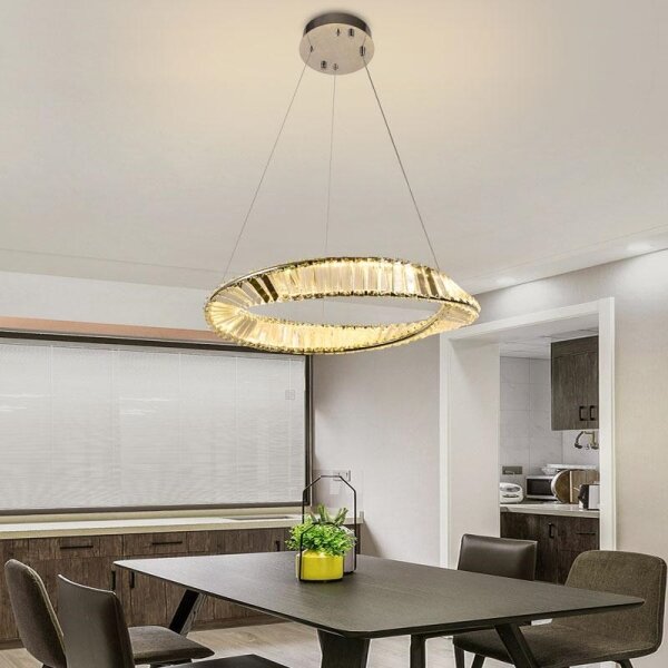 LED Stmievateľný krištáľový luster na lanku LED/40W/230V + diaľkové ovládanie