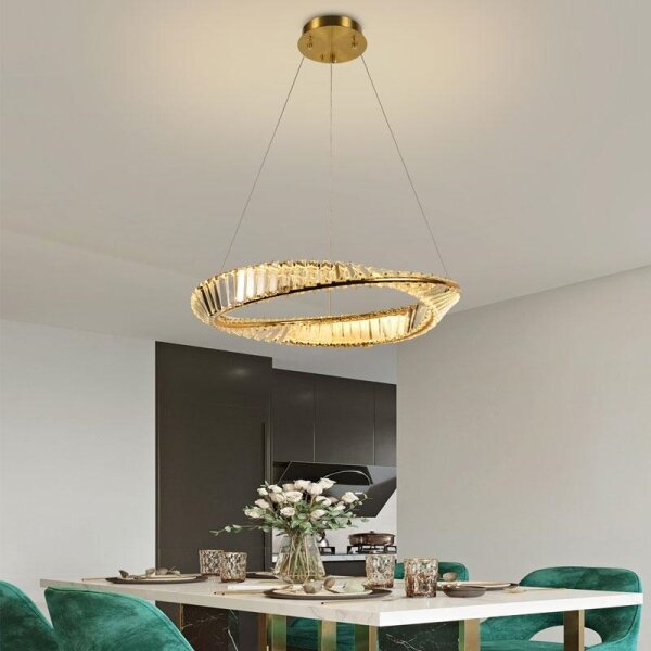 LED Stmievateľný krištáľový luster na lanku LED/40W/230V + diaľkové ovládanie