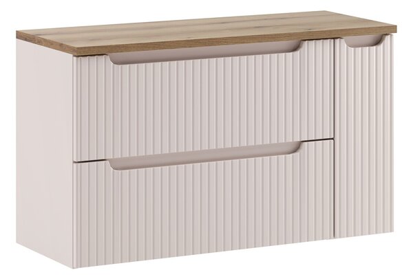 Comad Závesná skrinka pod umývadlo Nova Cashmere s doskou 100 cm kašmírová/dub evoke