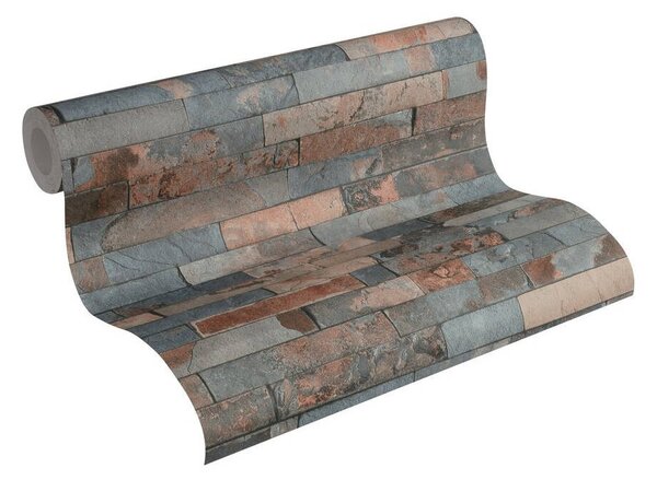 Vliesové tapety na stenu IMPOL 35582-3 Wood and Stone 2, obkladový kameň štiepaná bridlica hrdzavo-sivá, rozmer 10,05 m x 0,53 m, A.S.Création
