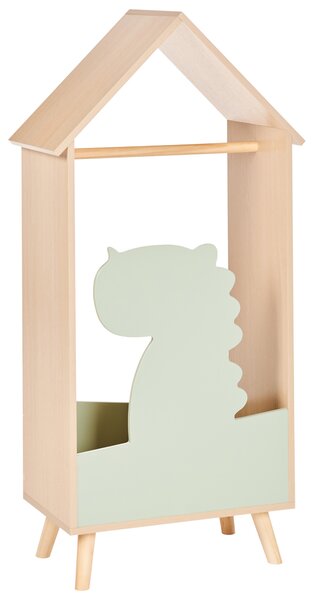 Vešiak na oblečenie s úložným priestorom svetlohnedá svetlozelená borovicové drevo MDF dinosaurus moderný štýl úložný priestor detská izba