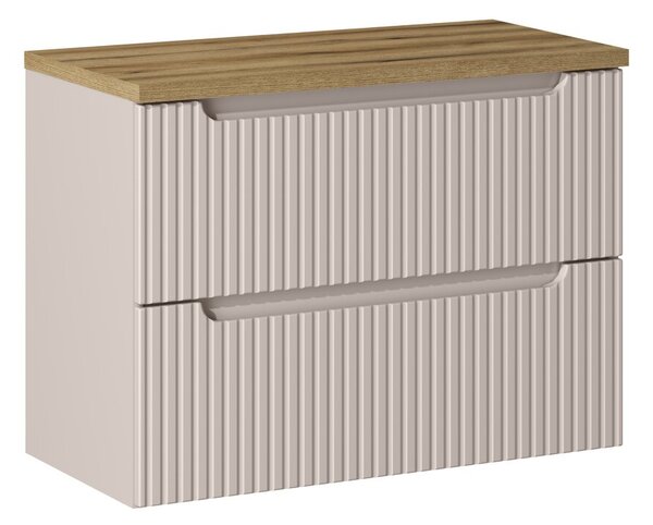 Comad Závesná skrinka pod umývadlo Nova Cashmere II s doskou 80 cm kašmír/dub coast evoke