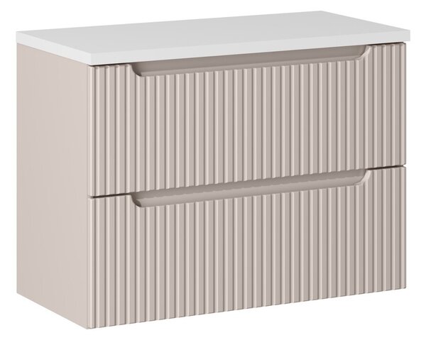 Comad Závesná skrinka pod umývadlo Nova Cashmere II s doskou 80 cm kašmír/biela