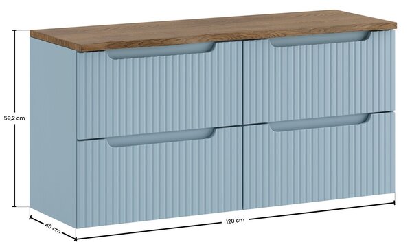 Comad Závesná skrinka pod umývadlo Nova Denim s doskou 120 cm modrá/Casella