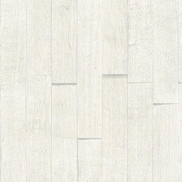 Vliesové tapety na stenu IMPOL 35584-2 Wood and Stone 2, 3D drevený obklad biely, rozmer 10,05 m x 0,53 m, A.S.Création