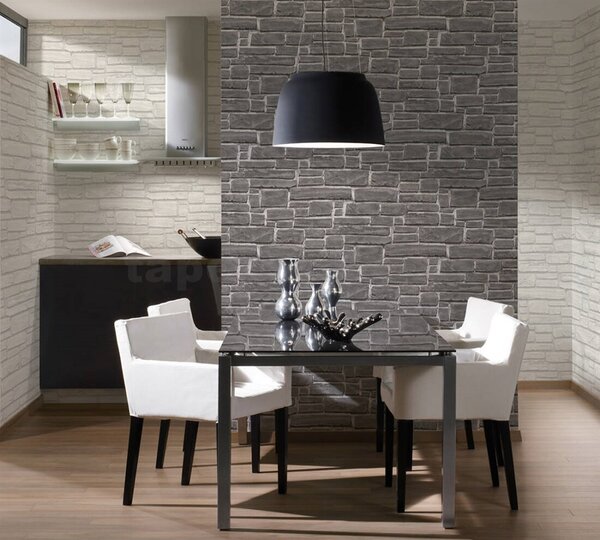Vliesové tapety na stenu IMPOL 6623-16 Wood and Stone 2, tehla sivá, rozmer 10,05 m x 0,53 m, A.S.Création