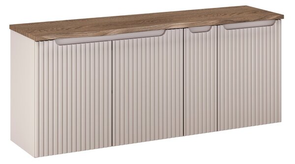 Comad Závesná skrinka pod umývadlo Nova Cashmere s doskou a košom na bielizeň 140 cm kašmírová/dub casella
