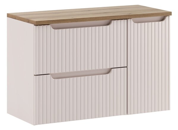 Comad Závesná skrinka pod umývadlo Nova Cashmere s doskou 90 cm kašmírová/dub evoke