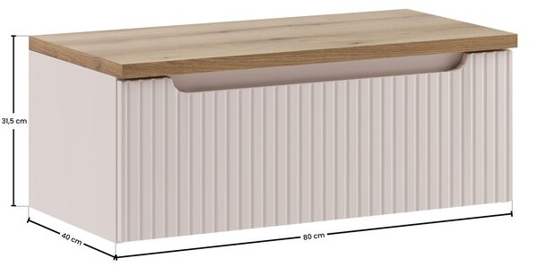 Comad Závesná skrinka pod umývadlo Nova Cashmere s doskou 80 cm kašmírová/dub coast evoke