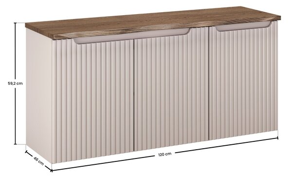 Comad Závesná skrinka pod umývadlo Nova Cashmere s doskou a košom na bielizeň 120 cm kašmírová/dub casella